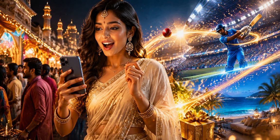 Indian woman enjoying cricket betting responsibly
